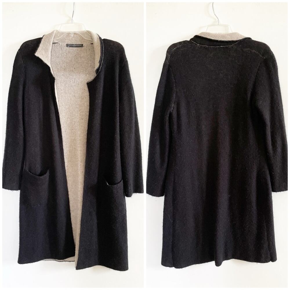 Peruvian Connection Black 100% Royal Alpaca Longline Cardigan